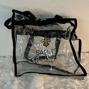 New Orleans Saints Clear Tote Bag - Black Trim